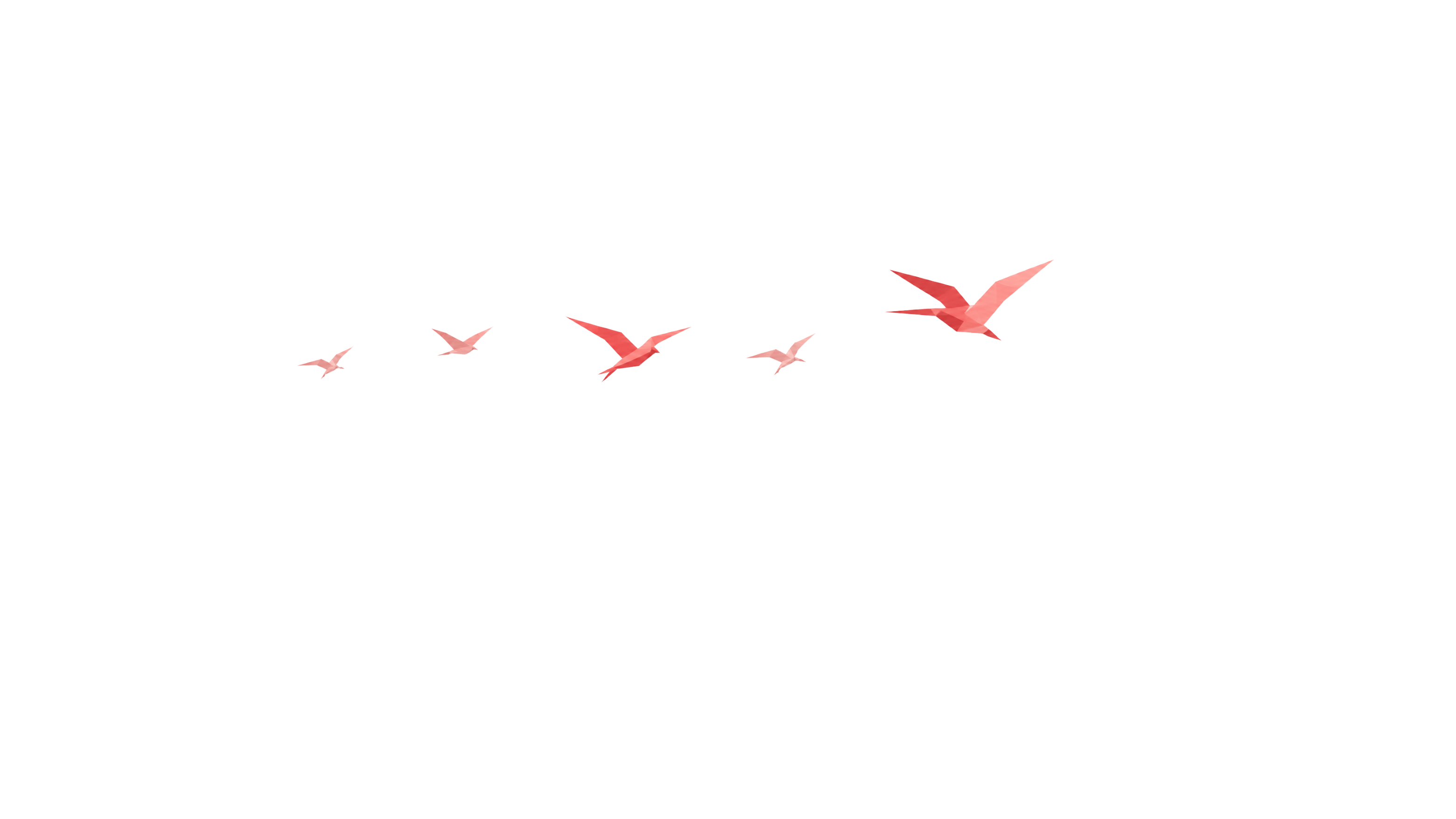 A flock of red origami birds